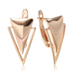 Kinel Hot Fashion Glossy Dangle Earrings 585 Rose Gold Simple Triangle Earrings For Women High Quality Daily Fine Jewelry