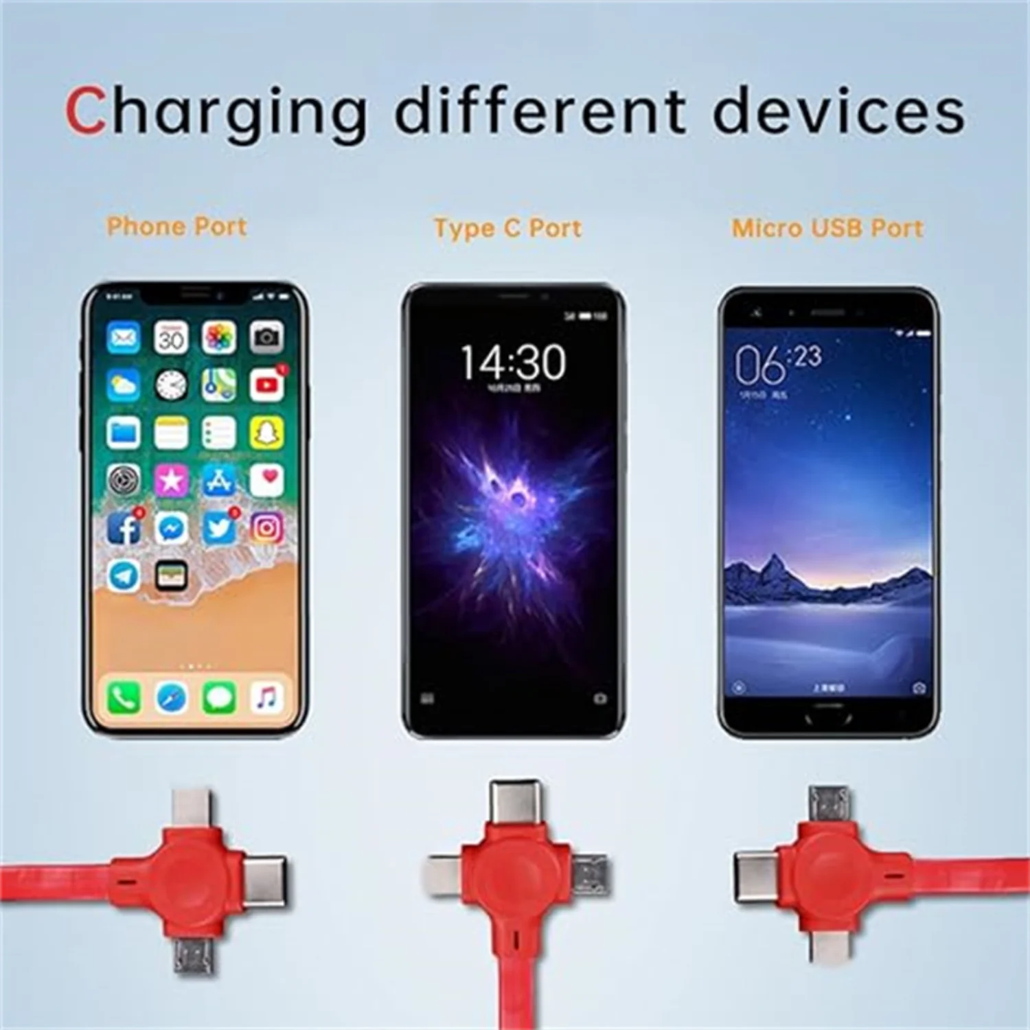 3 In 1 Retractable Multi สายชาร์จ USB ใช้งานร่วมกับ Android Type C ผู้ถือโทรศัพท์ Mini แบบพกพา Fast Charger รถ