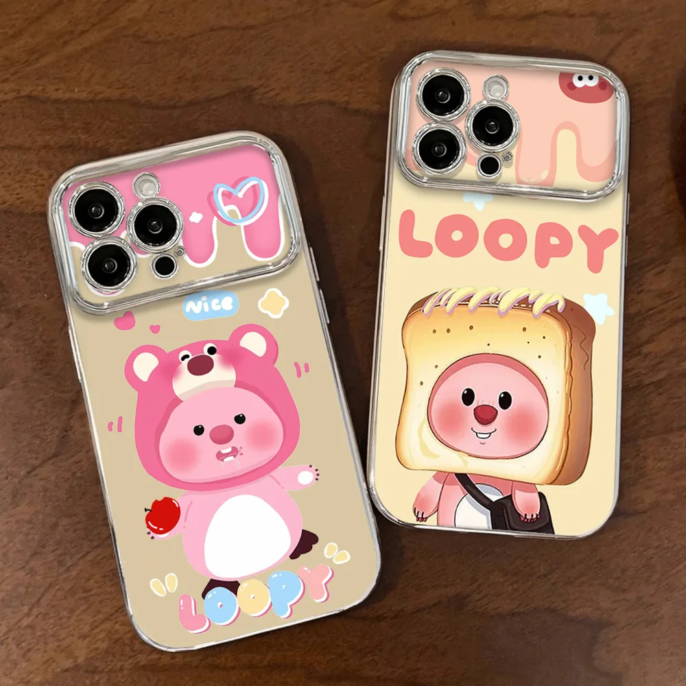 MINISO Cartoon L-Loopys Cute Phone Case For Samsung Electroplated Large Window LensA22 A23 A32 A51 A20 4G 5G Shell