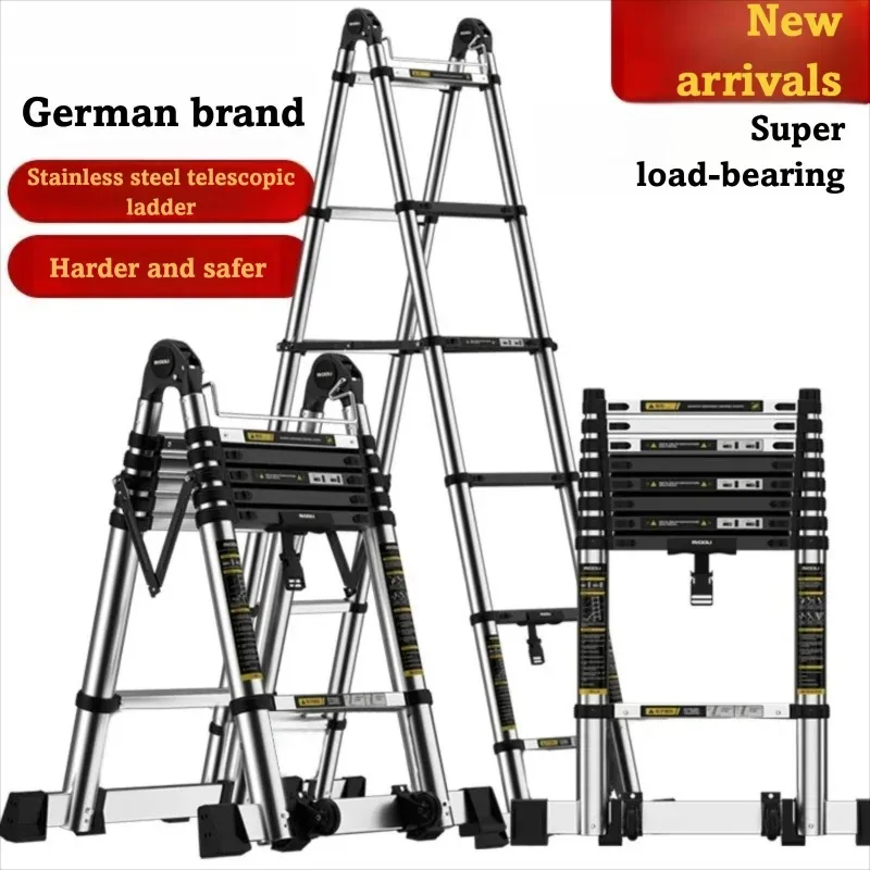 

Stainless Steel Telescopic Ladder Multifunctional Herringbone Design Aluminum Alloy Construction for Home Indoor Use