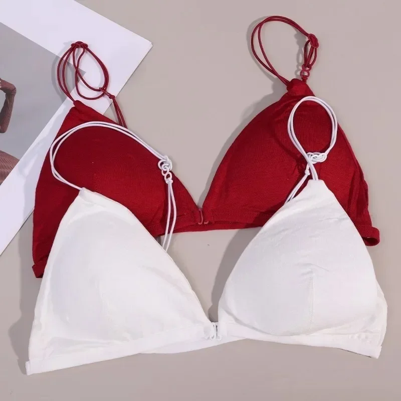 Summer Sexy Bra Women Girls Solid Color Elegant Seamless Underwear Outdoor Sports Cotton Front Buckle Tops Fashion Accessories