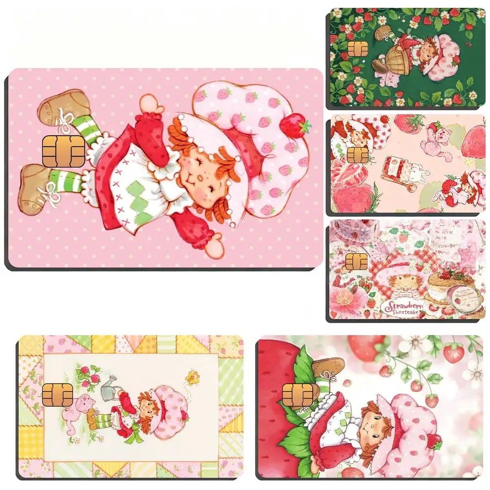 Cute S-Strawberry Shortcake Waterproof Skin Sticker Bank Bus Metro Access Card Protective Film Card Sticker Girl Gift