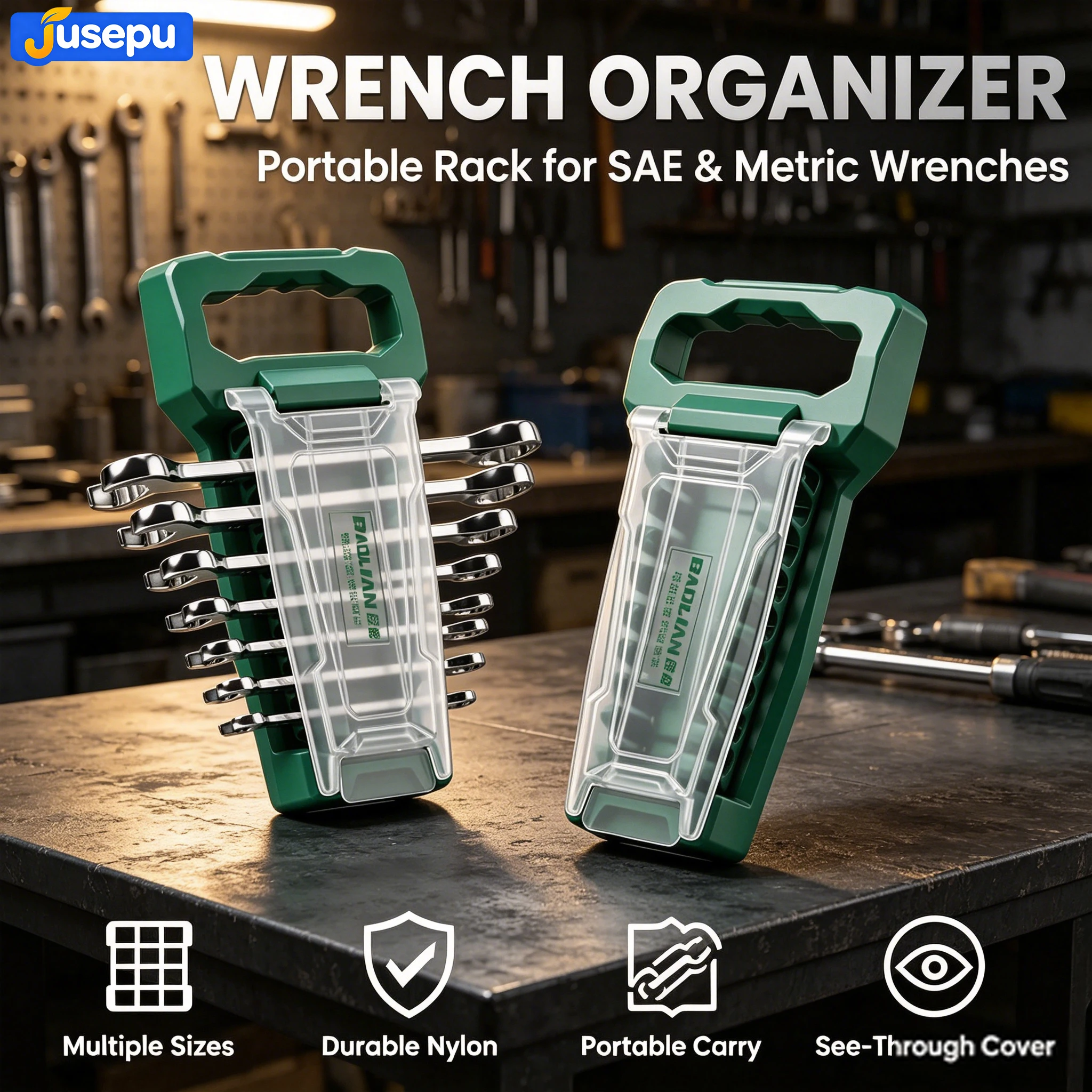 1PC Portable Heavy Duty Mechanic Tool Organizer Handheld Wall‑Mount Belt Holder for Wrench Bolt Auto Storage Rack