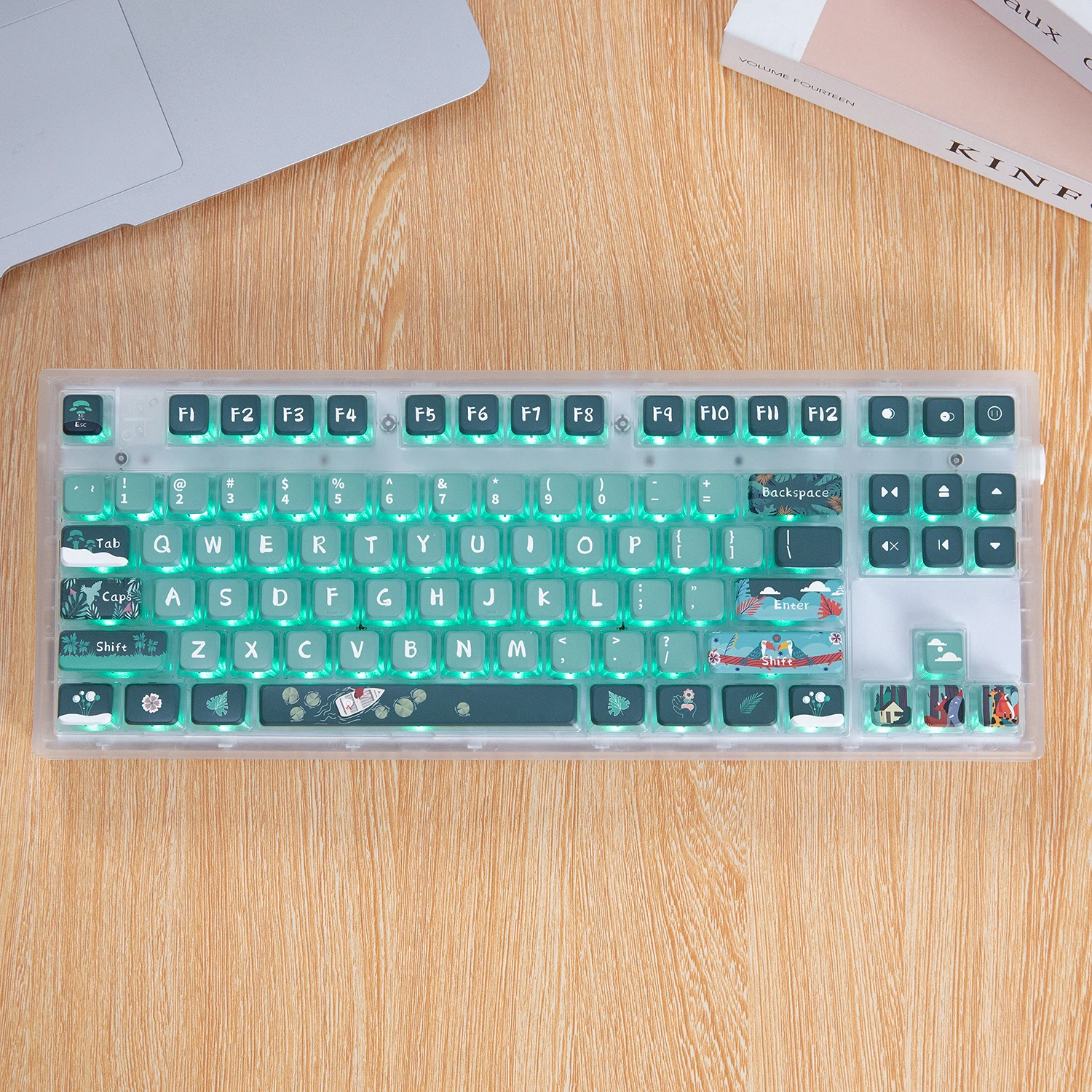 キーキャップ118ジャングルグリーンプディングキーキャップpbtキーキャップダブルレザーミルクキーキャップ熱昇華キーキャップ