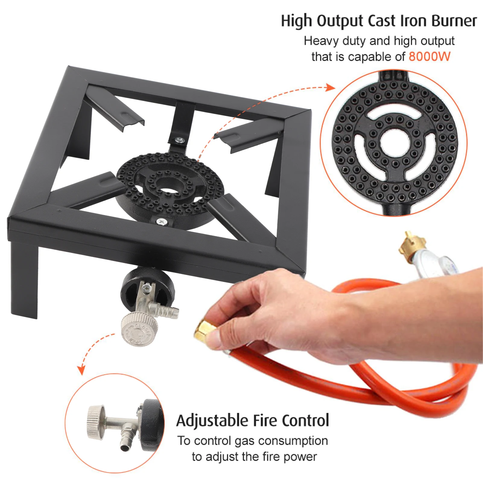 8KW Gas Boiling  Cast Iron Stove Large  Stove Outdoor Cooker Iron Frame Portable Fire Control Stove Outdoor Camping Stove