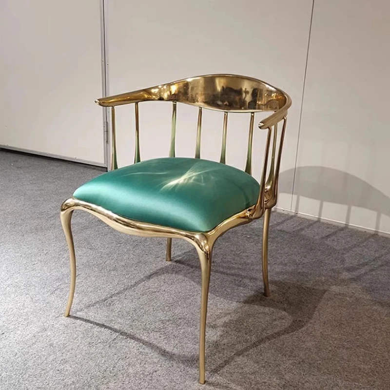 

Luxury Dining Chair Gold Metal Frame Cushion Armchair Modern Design Living Room Hotel Dining Room Furniture
