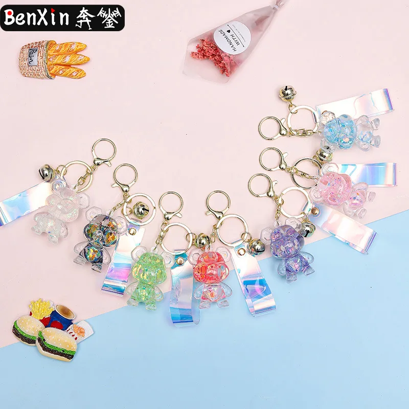 민소 오일 충전 야광 용과 곰 열쇠고리, 자동차 펜던트, 정교한 피규어, 커플 백팩, 선물