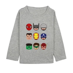 Big Boys Long Sleeve T Shirt Cartoon Captain America Children Tops Tees Shirts for 2-11Years Vengers Adolescent Boys Clothing