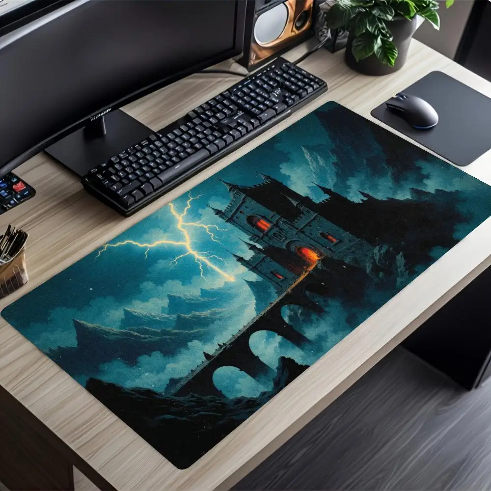 Winter Snow Mountain Castle Mousepad Pc Gaming Mouse Pads Laptop Desk Mats Office Decor Mouse Carpet Big Rug Keyboard Long Pad