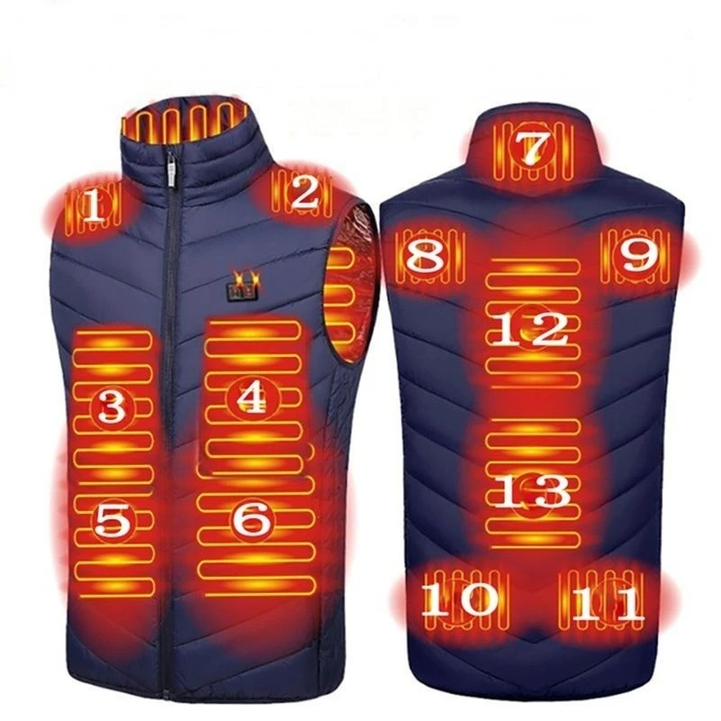 17/13 Areas Heated Vest Men Women Winter Warm Heated Jacket USB Heating Vest Thermal Hunting Vest Self Heated Vest Plus Size 6XL