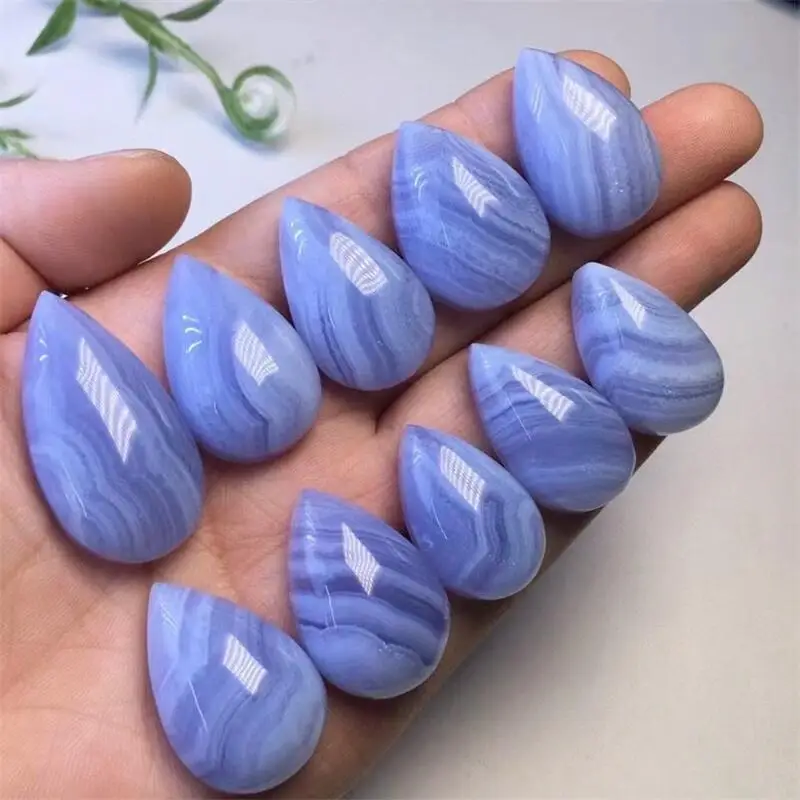 

Natural Blue Lace Agate Teardrop Pendant DIY Party Jewelry Holiday Fengshui Gift For Women Healing Energy Gemstone 1pcs 25-35mm