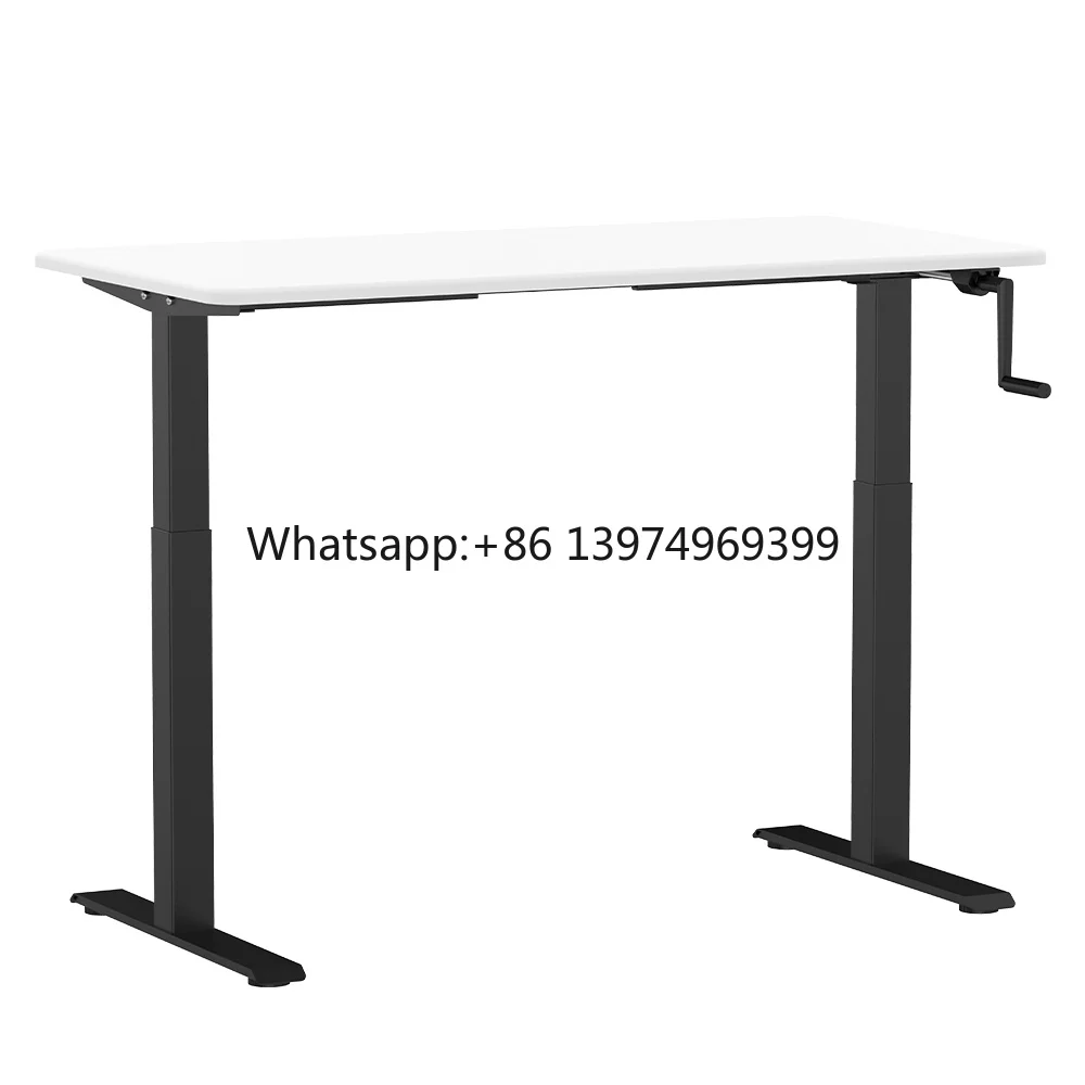 Hand Control Adjustable Height PC Table Sit Standing Computer Laptop Desk Office Study Desk Frame 2 Legs Standing Desk