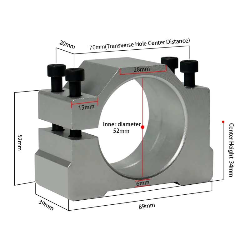 1 pz Morsetto mandrino di alta qualità 52 57 65 80mm staffa motore in alluminio cnc macchina per intaglio morsetto supporto motore