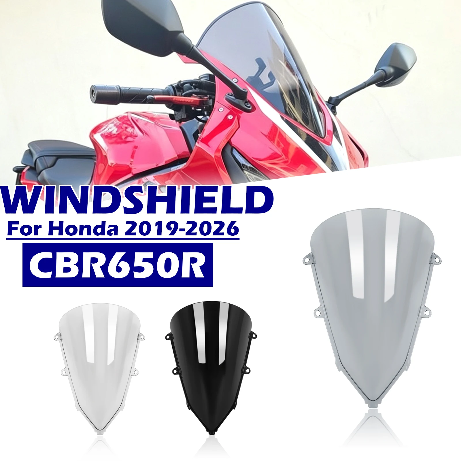 

CBR650R Motorcycle Windscreen Screen Double Bubble Windshield For Honda CBR 650R CB 650 R 2019-2026 Wind Deflectors Accessories
