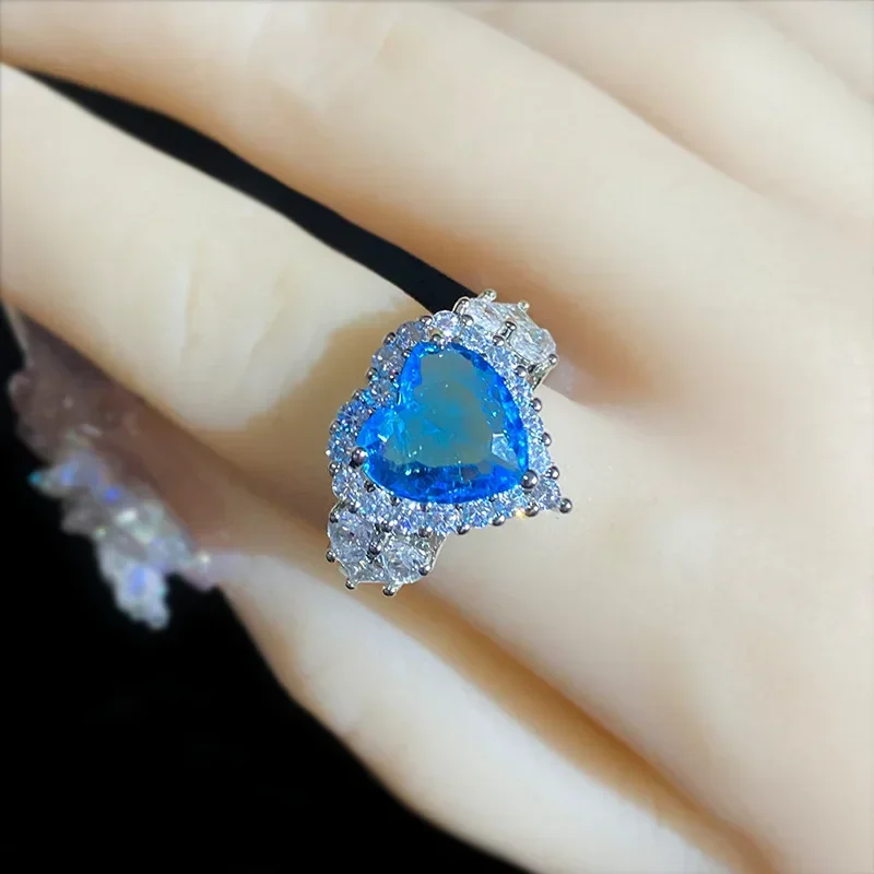 MDL Moissanit1 نمط انفجار مجموعة تألق مضيئة الزبرجد الخوخ القلب الأحجار الكريمة أقراط السويسري الأزرق زركونيا