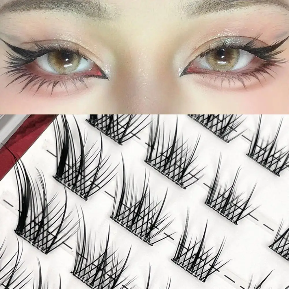 Self-Adhesive Glue-Free Lash Clusters Reusable No Removal Required DIY Lash Extensions Manga Fox Eye False Eyelashes DIY at Home