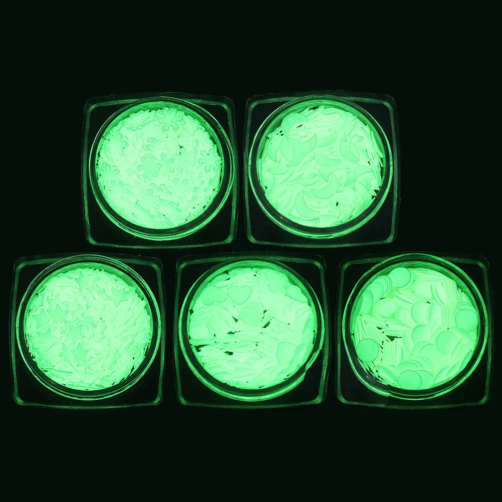 

1Set Bright Nail Art Stickers Star Moon Snowflake Luminous Sequin DIY Nail Stickers Perfect for Creative Manicure At Home