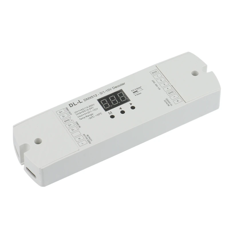 4 Channel DMX512 To 1-10V / 0-10V Converter, DC 12V-24V Input, 4CH DMX RDM Numeric Display Signal Transformer DL-L