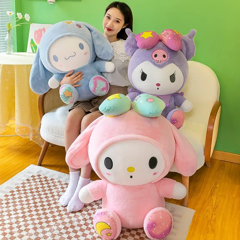 65cm Anime Sanrio Plush Doll Toys Kawaii Hello Kitty Kuromi My Melody Cinnamoroll Cartoon Cute Plush Stuffed Toy Kids Gifts