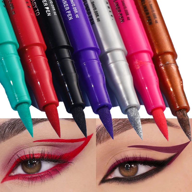 Delineador de ojos mate, color morado oscuro, rojo, maquillaje, delineador de ojos líquido blanco, lápiz delineador de ojos resistente al agua de secado rápido, ojos de larga duración de 12 colores