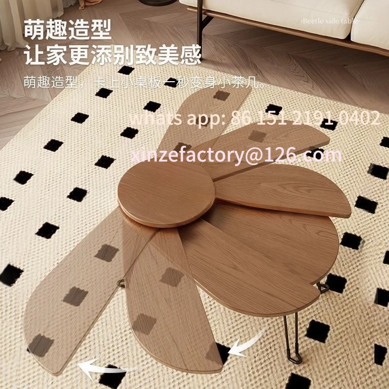 

Customizable solid wood coffee table folding small apartment