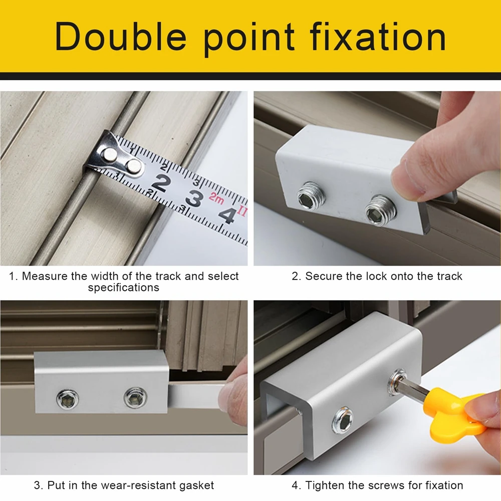4/2/1pcs Sliding Window Locks Door Security Locks Window Stopper Window Security Bars with Key Adjustable Windows Security Locks