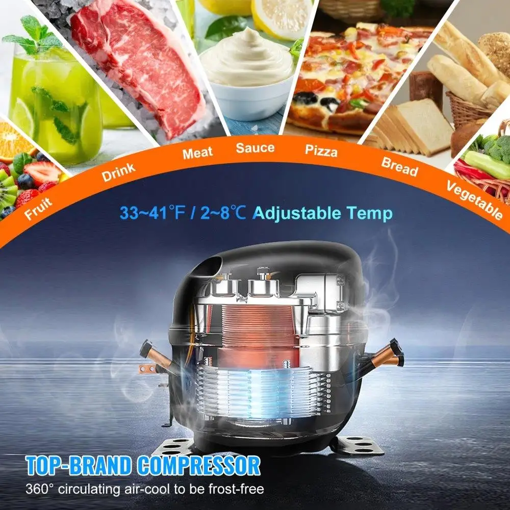 72 Inch Commercial Refrigerator Sandwich Prep Table 20 Cubic Feet  Storage Fridge for Restaurants Cafes Catering Solutions