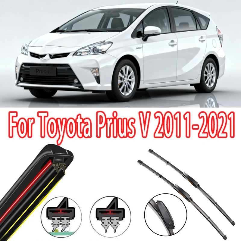 

1set Front Windshield Wiper Blades Windscreen Wipers For Toyota Prius V 2011-2021 2012 2013 2014 2015 Accessories
