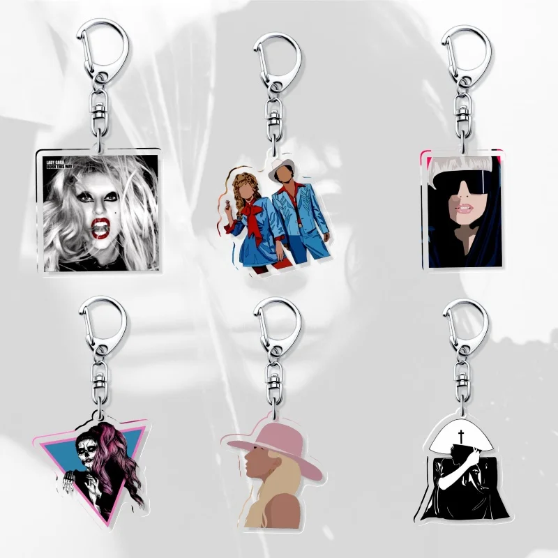 Lady Gaga Abracadabra Sexy Actress Acrylic Icon Keychain Cool Bag Charm Pendant Fan Key Chain Souvenir Creative Friend Kingring