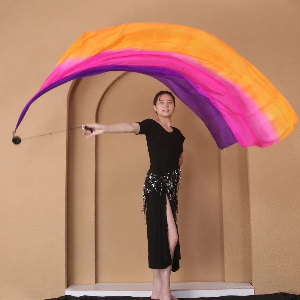 Silk Veil with Poi Ball Belly Dance Streamer Throw Ball in Haka Dance and Polynesian Veil Performance Prop Dance Costume Wom