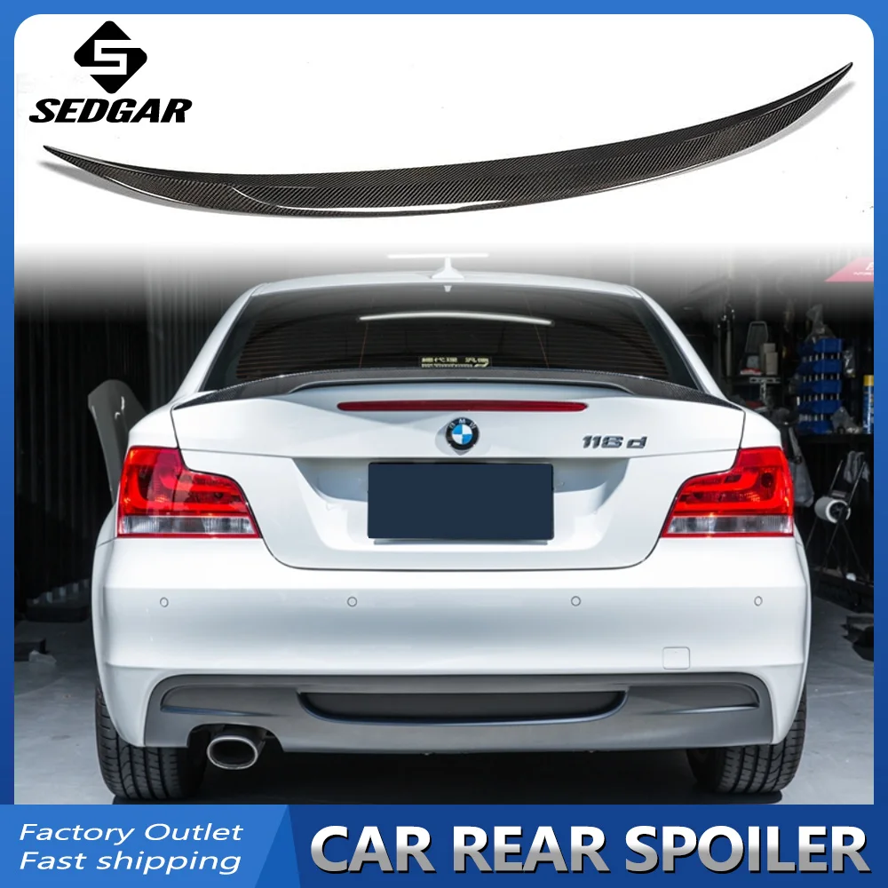 

For BMW 1 Series E82 1M Coupe 2007 - 2013 P Style Gloss Black & Carbon-Printing ABS Rear Spoiler Car Wing