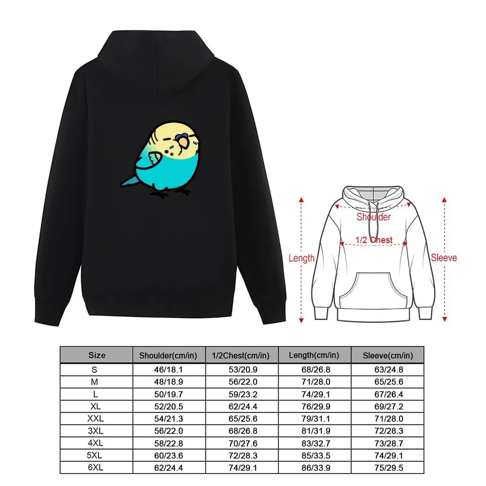 Chubby Sky Blue Yellow-headed English Budgie - Male Hoodie anime clothing mens clothes autumn clothes japanese hoodie