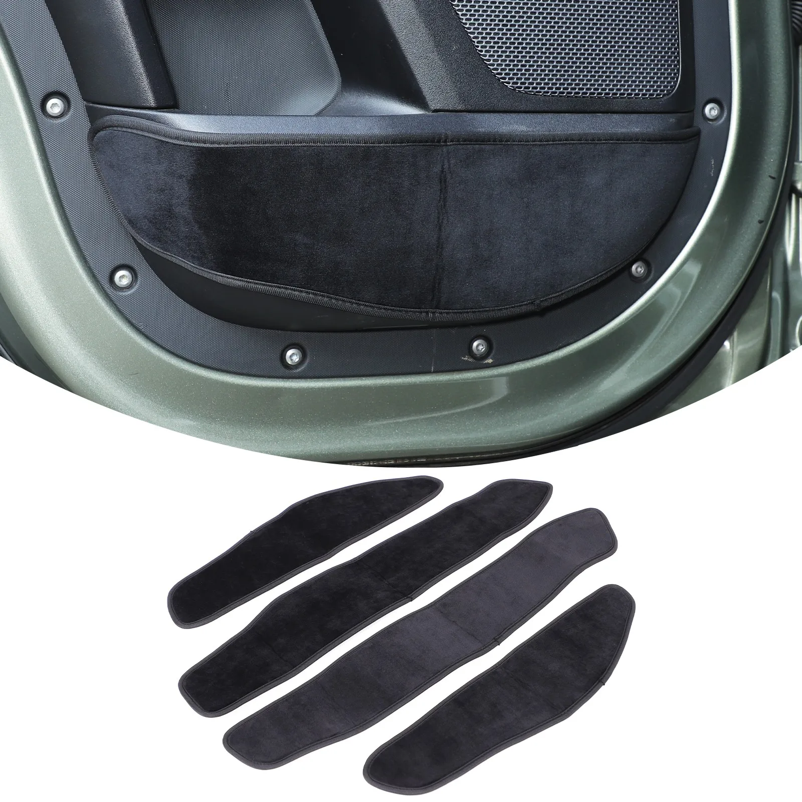 

Black Suede Car Interior Door Anti Kick Panel Pad Cover For Land Rover Defender 110 2020-2025 Door Panel Anti Dirty Shield Trim