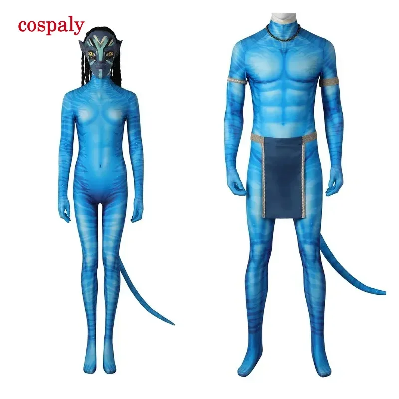 

Neytiri Jake Sully Cosplay Costume Avatar The Way Of Water Jumpsuit Tail Outfits Halloween Carnival Suit For Adult Men Women