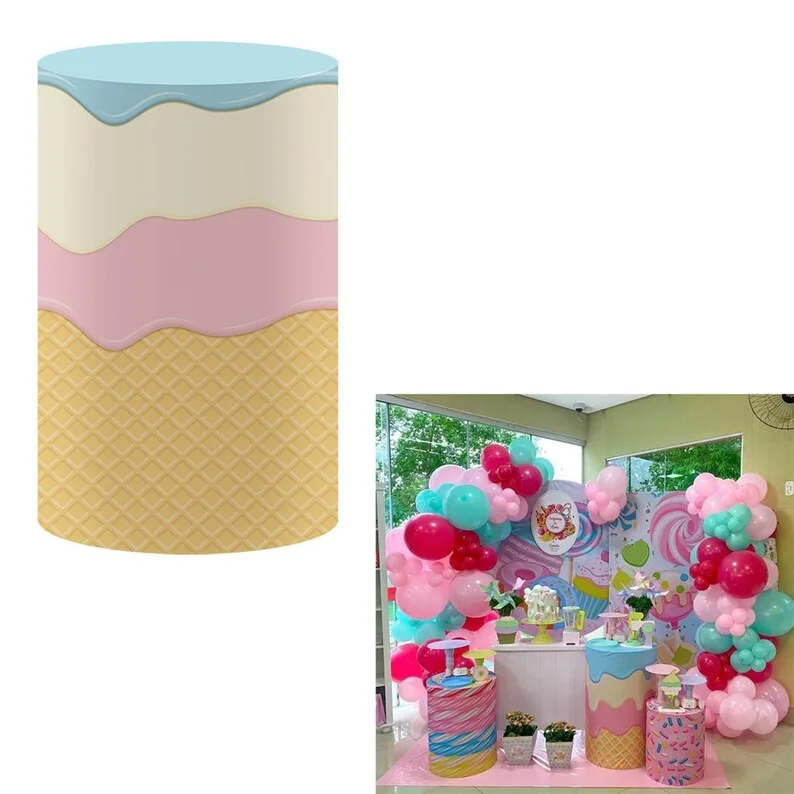 Mehofond Cupcake ArchฉากหลังครอบคลุมSweet Candyวันเกิดเด็กโดนัทสีชมพูฐานกระบอกอาบน้ําเด็กเด็กFesta Decor