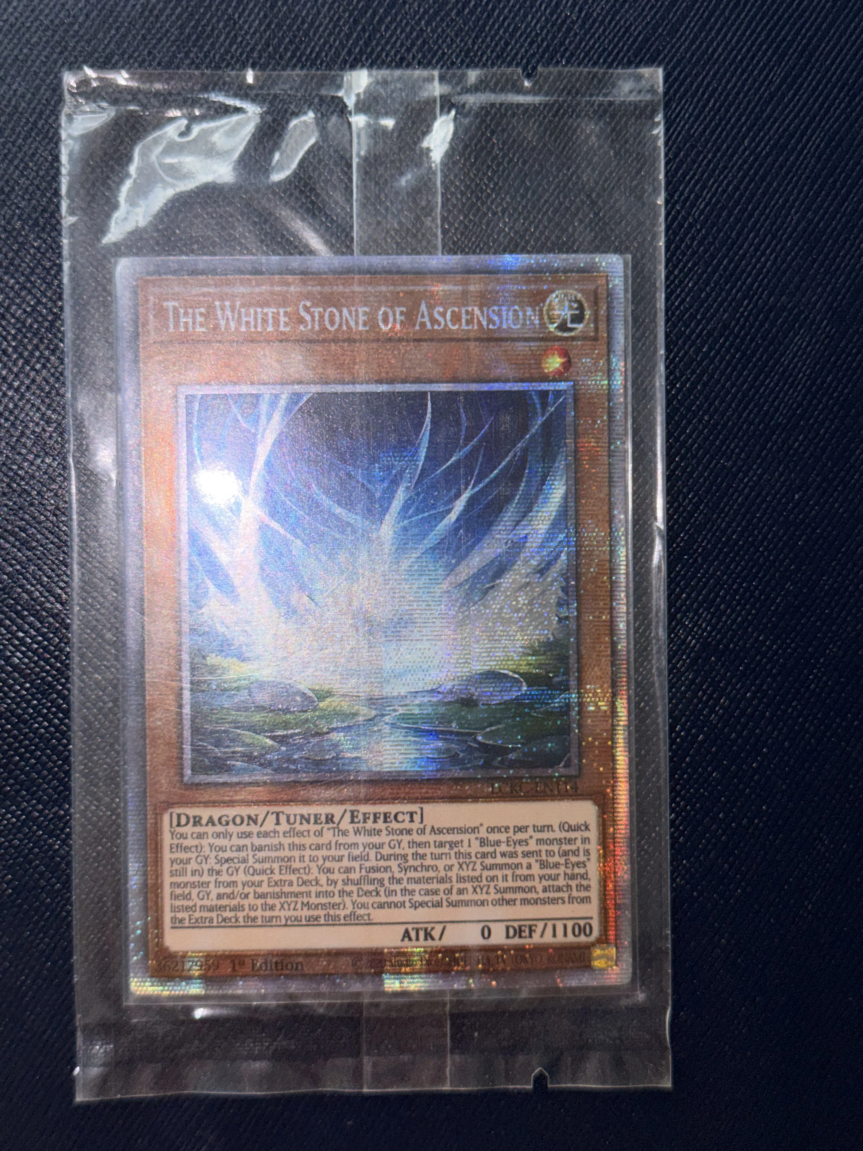 Yu-Gi-Oh! DIY Custom Card The White Stone of Ascension LCKC-EN114 Holographic Collectible Gift for Anime Fans Kids TCG Players