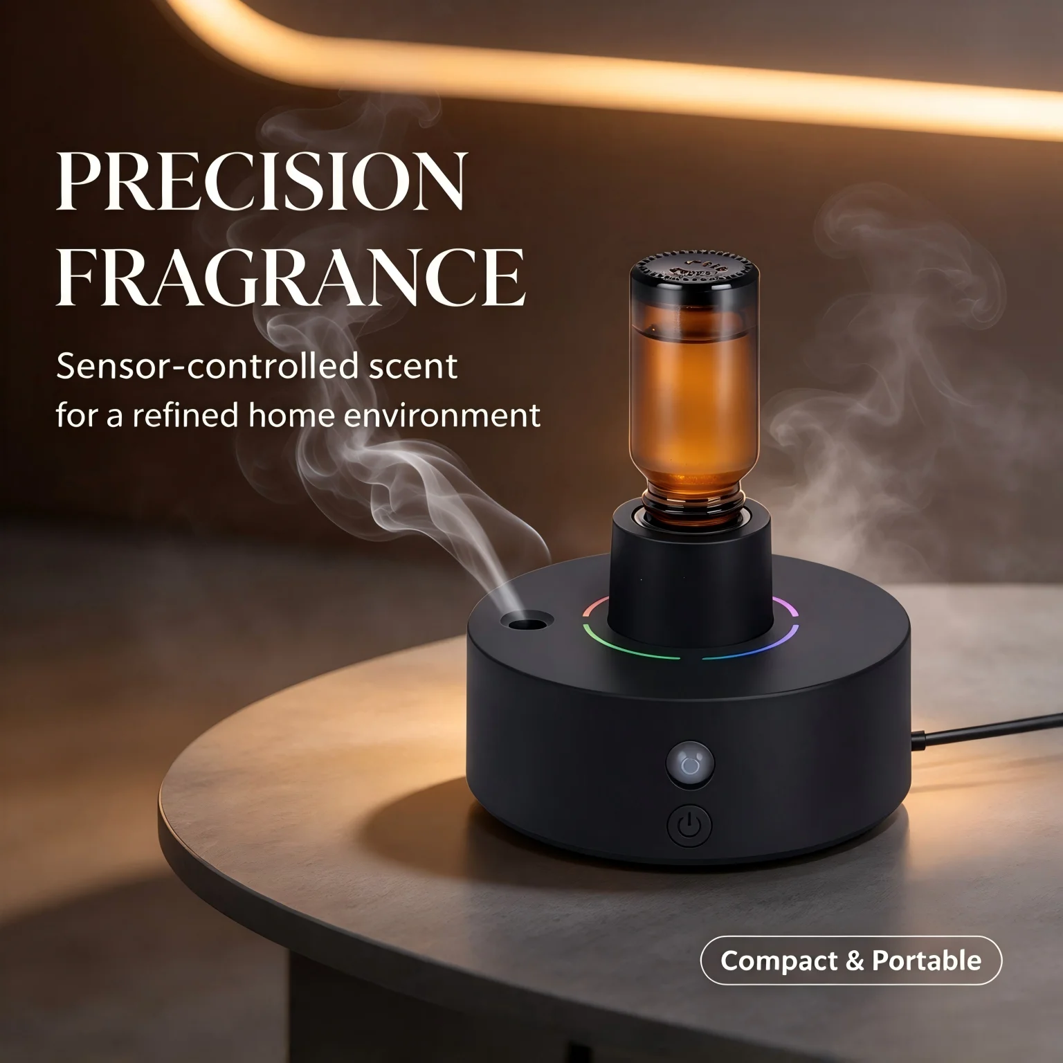 Mood Enhancer Smart Scent Diffuser, RGB Ambient Light & Auto Spray Air Freshener, Whisper Quiet Aromatherapy for Bedroom Office Desk