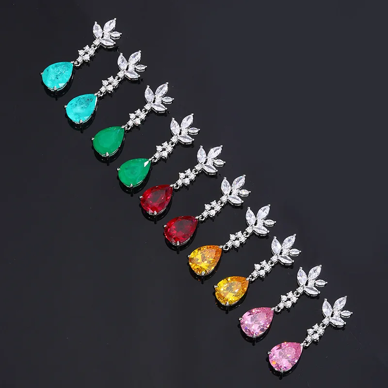 

Balabao Earrings Jewelry Wholesale Ruby Earrings European and American Long Emerald Earrings