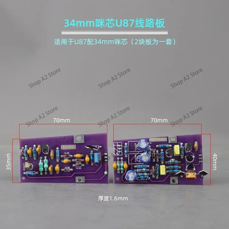 Microphone circuit board U87 103 105 240 and other large diaphragms 48V replacement repair upgrade DIY microphone board