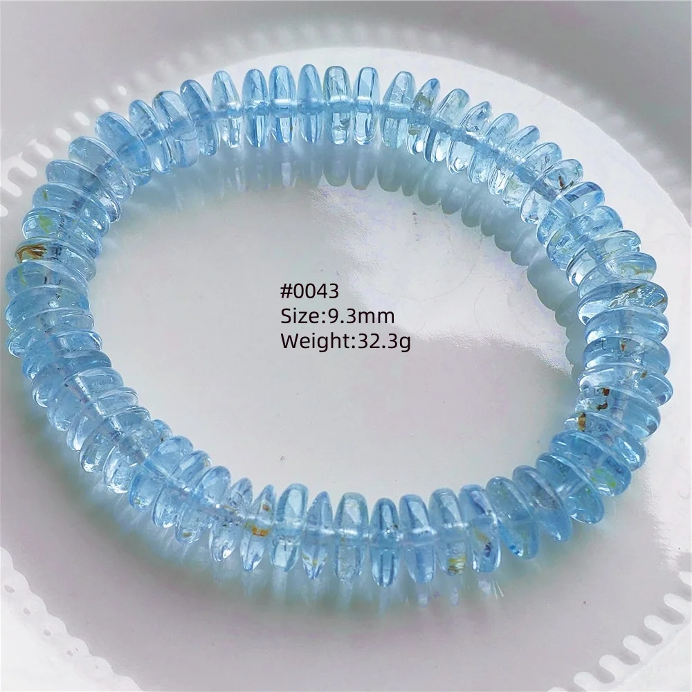Natural Blue Topaz Abacus Beads Bracelet Woman Men Crystal Genuine Blue Topaz Clear Beads Stretch AAAAAA