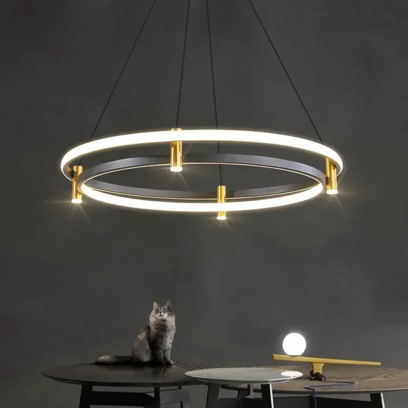 

SANDYHA Nordic Ring LED Ceiling Chandelier Modern Pendant Light for Living Room Dining Room Kitchen Island Elegant Home Decor