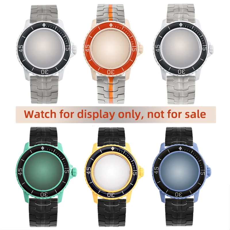 Correa de reloj de metal de titanio para Swatch x Blancpain, correa de reloj conjunta Fifty Fathoms, hombres y mujeres, cinco pulseras oceánicas, 22mm, naranja y negro