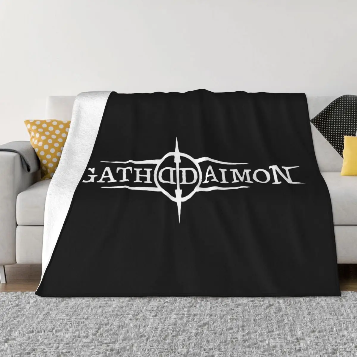 Agathodaimon Logo Black Herren Men Rock Band Punk Designing Girl Print Solid Color More Size Throw Blanket