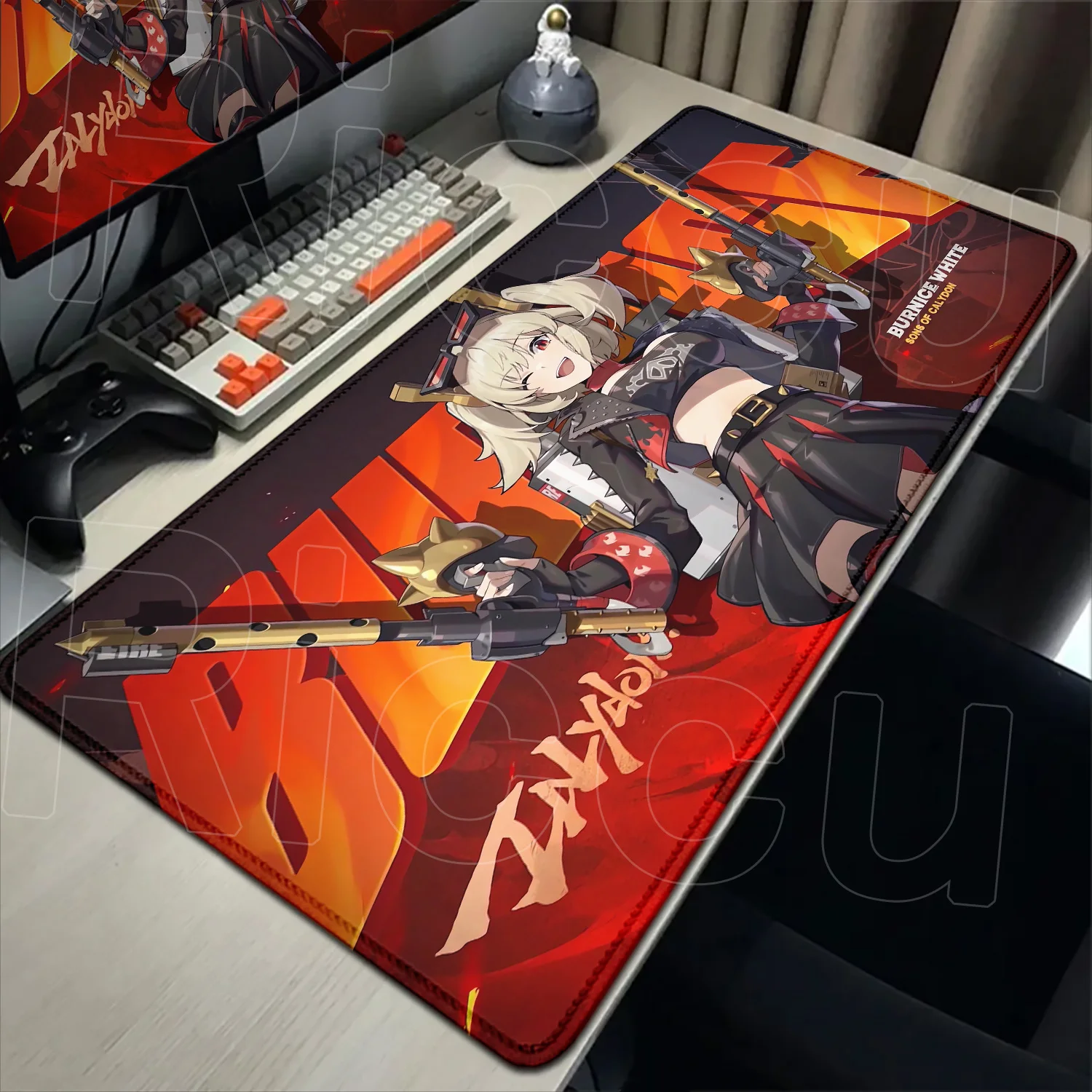 Kawaii ZZZ Burnice White Mouse Pad Laptop Gaming Anime Girl Keyboard Pad PC Cabinet Mousepad Game Zenless Zone Zero XXL Desk Mat