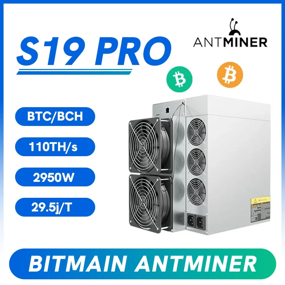 New Antminer S19 Pro 100T Bitcoin Miner Crypto Btc Asic Mining Machine with PSU