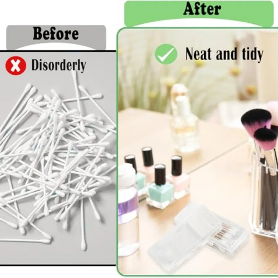 Wattenstaafje Houder voor Reizen 2-delige Draagbare Kleine Tandzijde Houder Doorzichtige Plastic Wattenschijfje Houder Reiszijde Picks Case