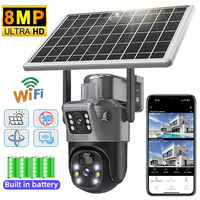 4K 8MP Dual Lens Solar Camera Wifi Outdoor PIR Detection Night Vision 2-Way Audio PTZ Video Cam Waterproof Security Camera CCTV