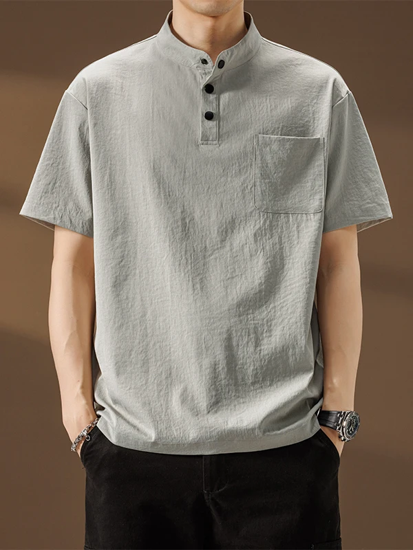 メンズ オルト スヴェ T-irt ルーズフィット クイドライ スポーツ スモール スタンドカラー サマー ファッション アーバン スタイル ポリエステル繊維 プラスサイズ