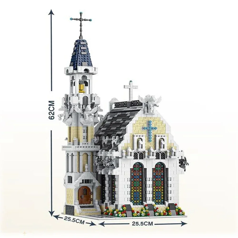 Creatief Expert Straatweergaven Middeleeuwse Stad Kerk Moc Bricks Modulair Huis Model Bouwstenen Speelgoed Beroemde Architectuur 033006