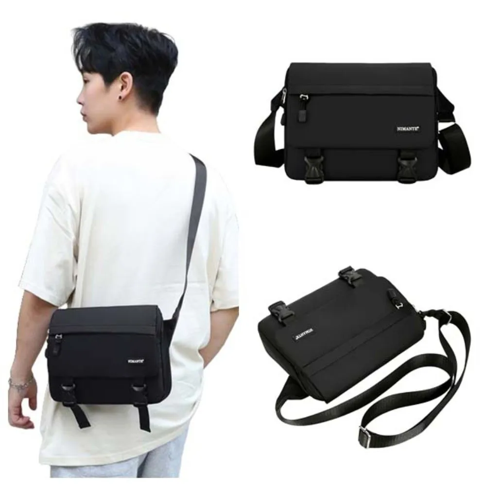 

Waterproof Men Crossbody Bag Phone Pouch Large Capacity Student Shoulder Bag Black with Multiple Pockets Messenger Bag Cycling